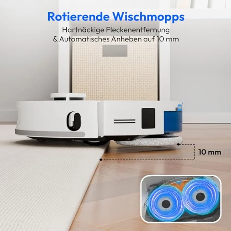 MEDION Saugroboter X55 SW+, 3-in-1 mit 10000Pa Saugkraft, Lasernavigation, Wischfunktion und Absaugstation – Bild 3