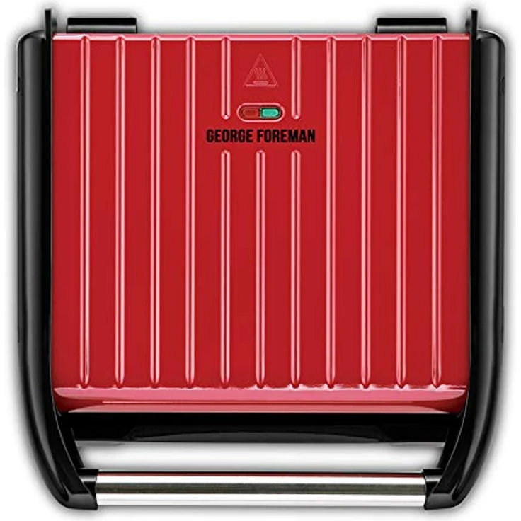 George Foreman 25050-56 Fitnessgrill Entertaining Steel, Kontaktgrill, Panini- und Sandwichgrill, 33 x 22 cm große Grillfläche für bis zu 7 Portionen, Edelstahl-rot – Bild 4