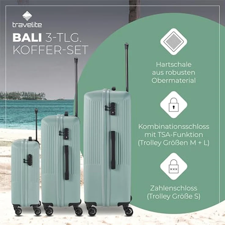 Travelite Bali 4w L/M/S Mint Koffer-Set 3-teilig – Bild 4
