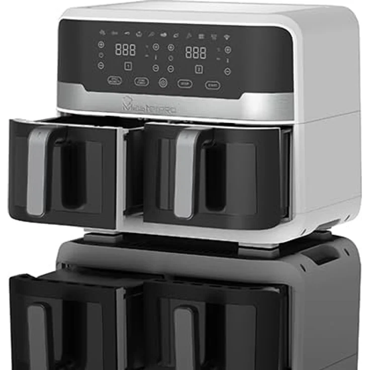 MasterPRO Rocket Duo 900-9 Liter 2400w Doppel-Luftfritteuse - Zeit- und Temperaturkontrolle - Digitalanzeige - leicht zu reinigende Aluminiumkörbe - Smartphone-Steuerung - Luftfritteuse – Bild 4