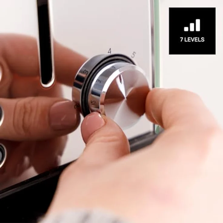 Taurus Toaster Vintage II Olive, 950W, 2 kurze Schlitze, 7 Bräunungsstufen, Edelstahlgehäuse, 3 Funktionen, Kabelaufwicklung, Olivgrün – Bild 3