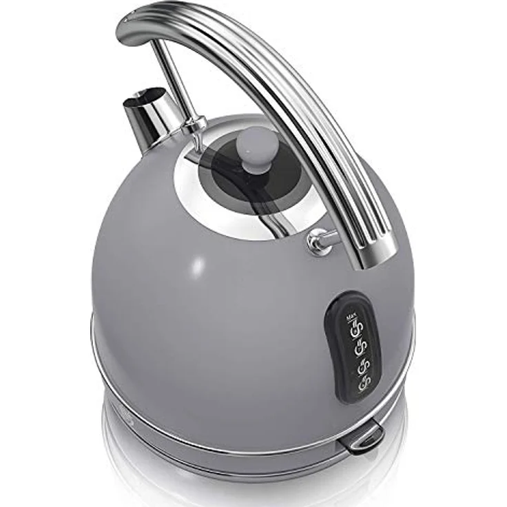 Swan Retro SK14630GRN Elektrischer Wasserkocher 1,8 Liter, Vintage Design, Abschaltautomatik, Kabellos, BPA-freier Edelstahl, 3000 W, Grau, 1.8 liters – Bild 3