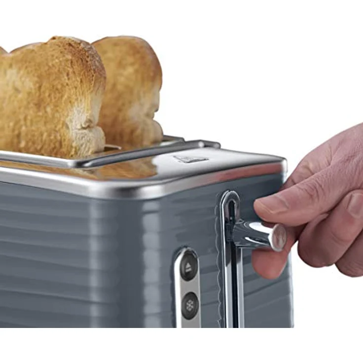 Russell Hobbs Toaster Inspire grau, 2 extra breite Toastschlitze, inkl. Brötchenaufsatz, 6 einstellbare Bräunungsstufen + Auftaufunktion, 1050W, Hochglanz-Kunststoff 24373-56 [Amazon Exklusiv] – Bild 3