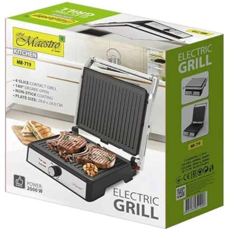Feel Maestro Elektrogrill MR-719, Tischgrill mit 2000 W, mehrfarbig, 37,5 x 38 x 17 cm – Bild 2