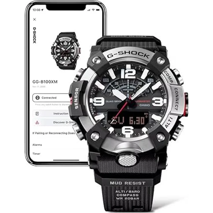 Casio G-Shock GG-B100XM-1AER Mudmaster, Armbanduhr mit silberner Edelstahl-Lünette und hohem Kratzschutz, matte Textur – Bild 3