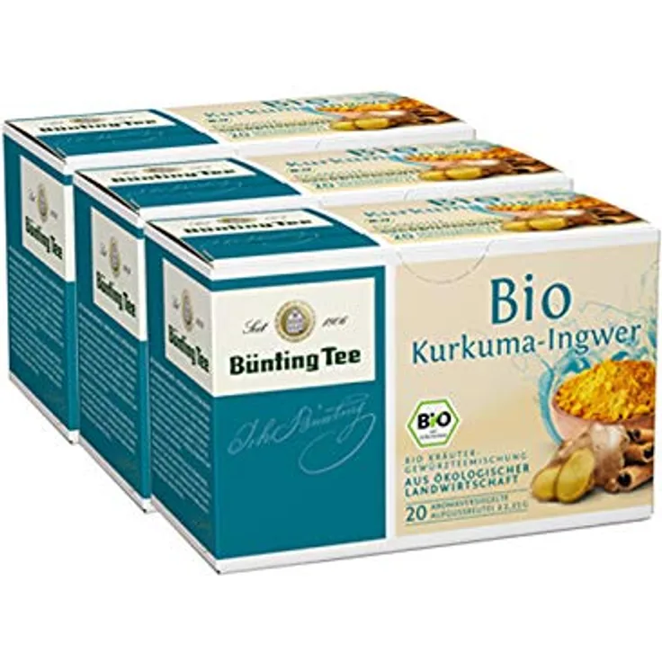 Bünting Tee Bio Kurkuma Ingwer, 20 Tassenbeutel