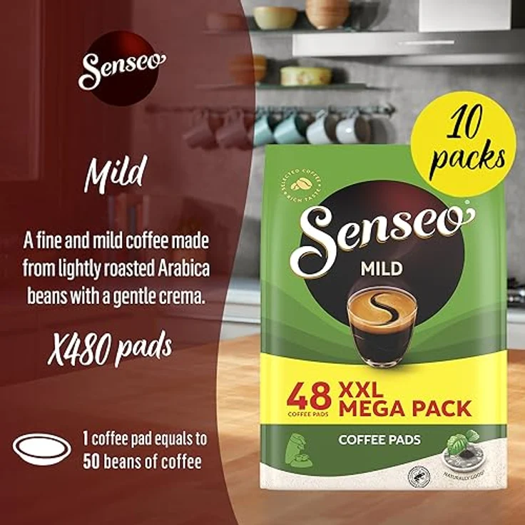 Senseo Kaffeepads Mild Roast, Feiner und Samtweicher Geschmack, Kaffee Pads für Kaffepadmaschinen, 480 Pads – Bild 3