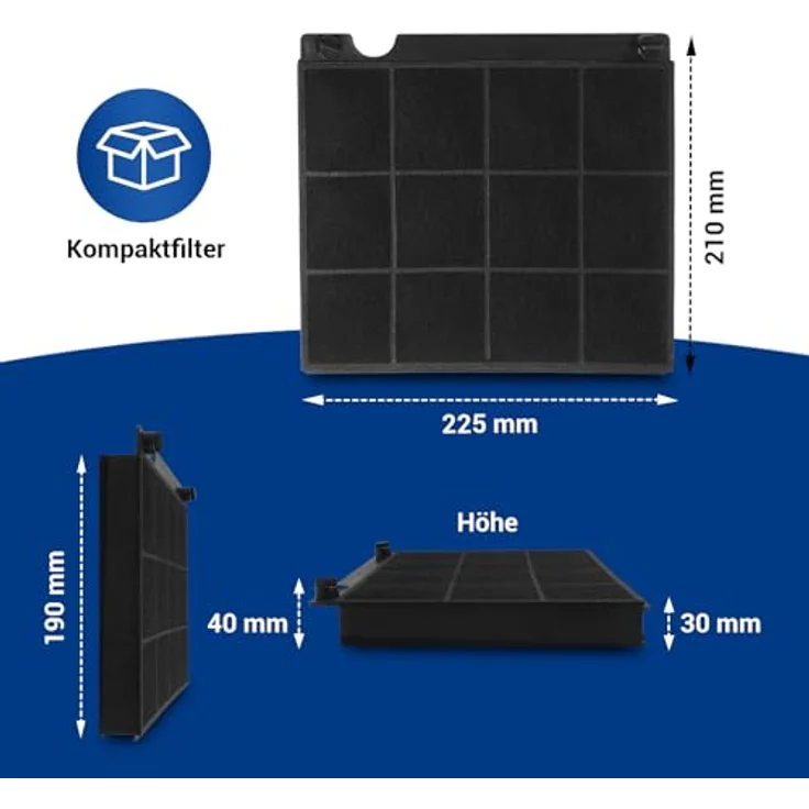 VIOKS Aktivkohlefilter Set für Dunstabzugshaube, 3 Ersatzfilter für Elica Model 15 & kompatible Modelle, effiziente Geruchsbeseitigung, Maße: 225x210x40 mm – Bild 4