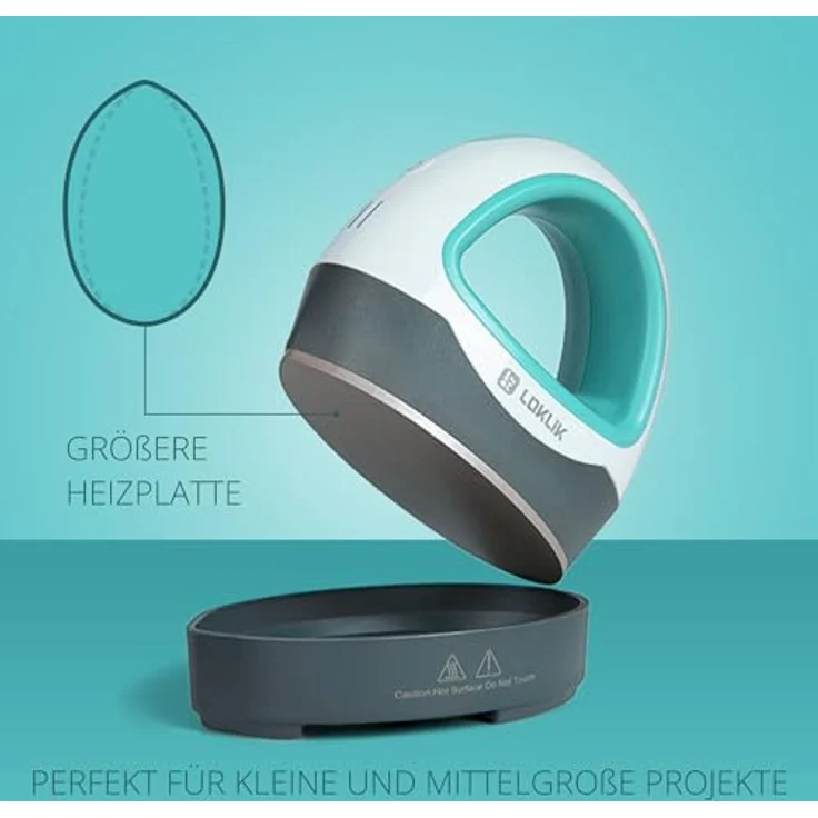 LOKLIK Reisebügeleisen Mini Heat Press, Kompakte Heizpresse, Transferpresse zum Aufbügeln, Textildruck, blau – Bild 5