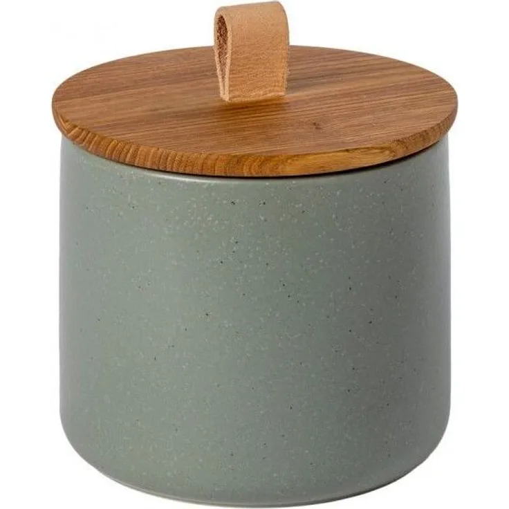 Casafina Pacifica Vorratsdose mit Holzdeckel, mittel, grau grün/artischocke, mikrowellengeeignet, 1,35 L, D 15cm, H 14cm