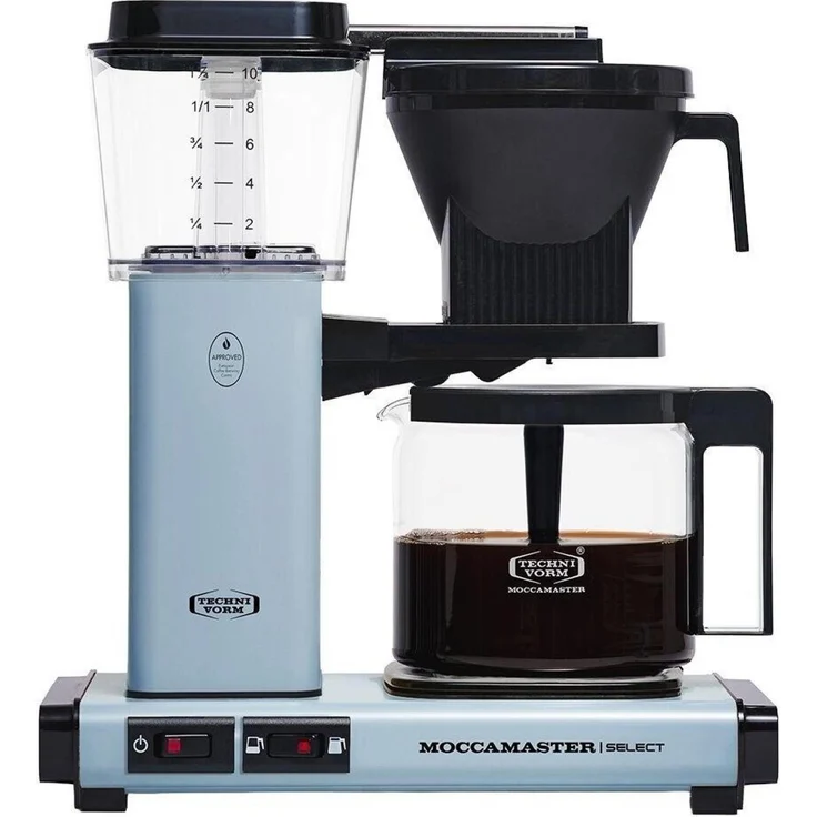 Moccamaster KBG Select, Filterkaffeemaschine mit 1,25 l Kapazität und 1520 W, Schwarz und Blau, geräuschloses Brühen, automatische Abschaltfunktion
