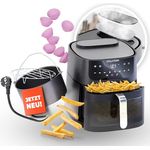 Stillstern Heißluftfritteuse 8L XXL – Dampffunktion, Sichtfenster, 1800W, 8 Programme, 3 Funktionen, 120-Min-Timer, Shake-Funktion, 120 Rezepte [Deutsch] – Fritteuse ohne Öl für knusprige Ergebnisse, silber