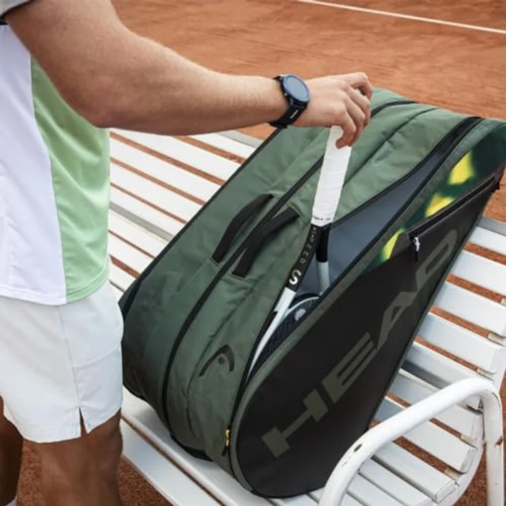 Head Tour Racquet Bag XL, Sporttasche für Tennis mit 3 Hauptfächern, Platz für 15 Schläger, Climate Control Technologie, thymegrün – Bild 5