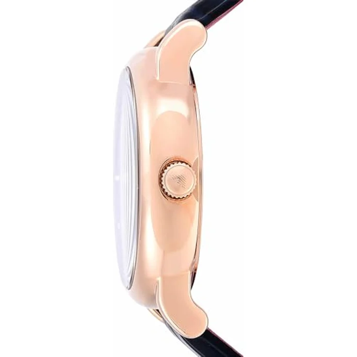Emporio Armani Uhr AR11135, Herren, 43mm, Zweizeiger Datumswerk, Rose Gold Edelstahlgehäuse, blaues Zifferblatt, Lederarmband – Bild 3