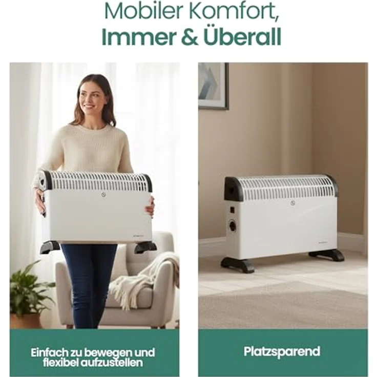 Emerio Konvektor Heizung CH-121858.2, 2000W, 3 Heizstufen, Überhitzungsschutz, für Räume bis 25 m², weiß – Bild 7