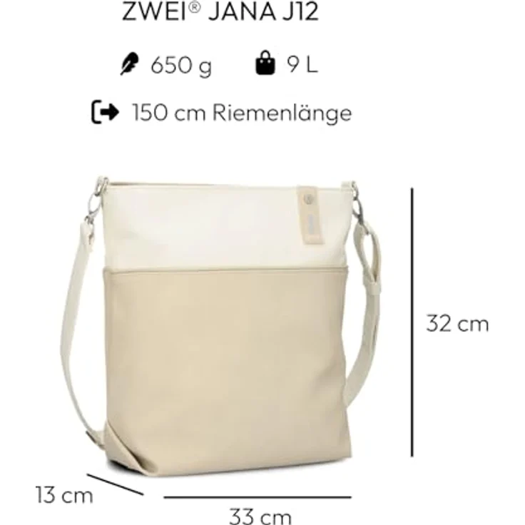 Zwei Umhängetasche J12, 2-tlg. Set in Nubuk-Linen (beige/creme) mit abnehmbaren Schulterriemen und vielseitigem Innenleben – Bild 2