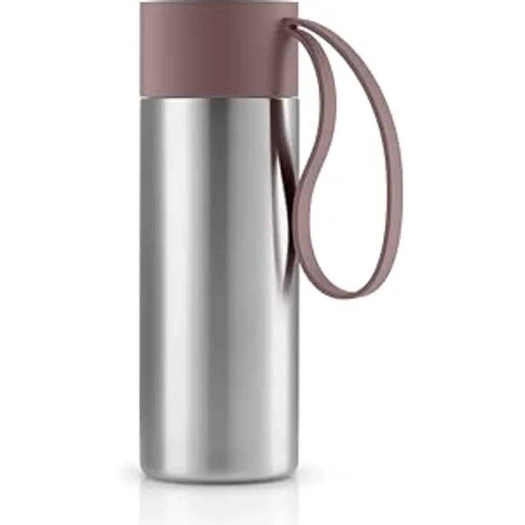 Eva Solo To Go Cup, 0.35 Liter, doppelwandiger Thermobecher in Vintage Brown mit Klickdeckel und Silikon-Trageschlaufe