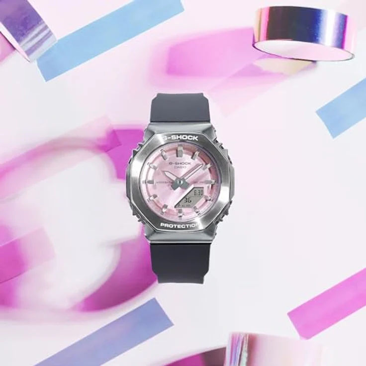 Casio Watch GM-S2110-4AER, Armbanduhr mit Kunststoffarmband in Grau und pinkem Zifferblatt – Bild 5