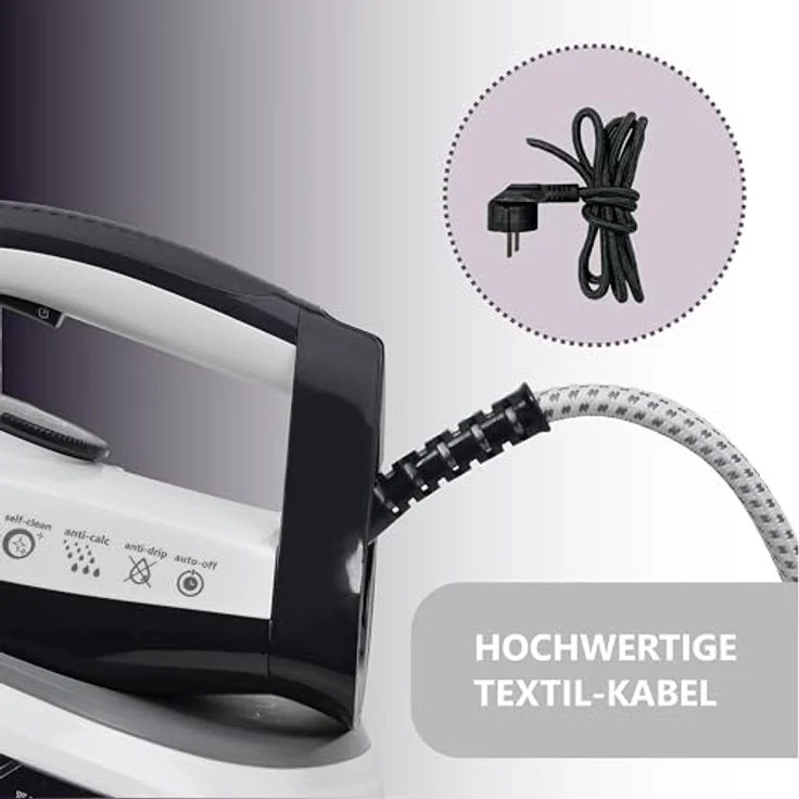 SILVA Schneider Silva Homeline DBS 580 Dampfbügeleisen, 2600 Watt, 1,5l Wassertank, Keramik-Sohle, Automatische Dampfanpassung, Anti-Tropf-/Anti-Kalk-Funktion, ECO-Schalter, Selbstreinigung, Autom. Abschaltung, 8 bar, in Blau – Bild 3