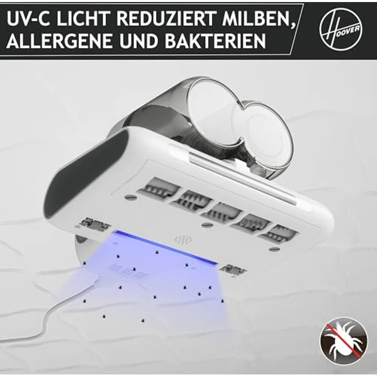 Hoover Milbensauger für Matratzen & Polster, mit Staubsensor & UV-Licht zur Entfernung von Staubmilben, Bakterien, Allergenen I Polsterreiniger Gerät mit Trockenfunktion gegen Schimmel [HMC510UV] – Bild 3