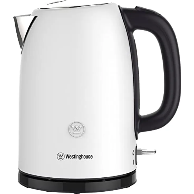 WESTINGHOUSE Wasserkocher Basic-Serie 2200 Watt, Wasserkocher Edelstahl mit 1,7 Liter Fassungsvermögen, Wasserstandsanzeige, Wasserkocher mit Kalkfilter und automatische Stopp-Funktion, weiß