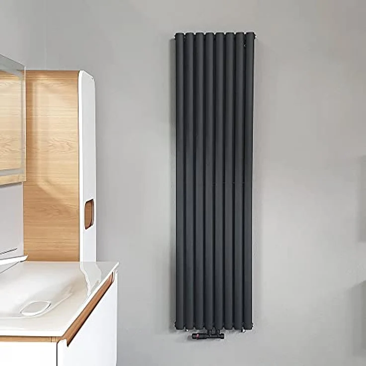 Belrad Paneel Heizkörper Vertikal Doppellagig Schwarz Matt 1800x590 (HxB) 2050W - Hochwertige Stahlkonstruktion, EU-Norm EN442 & CE2019, Schwarz-matt, Platzsparendes Design – Bild 2