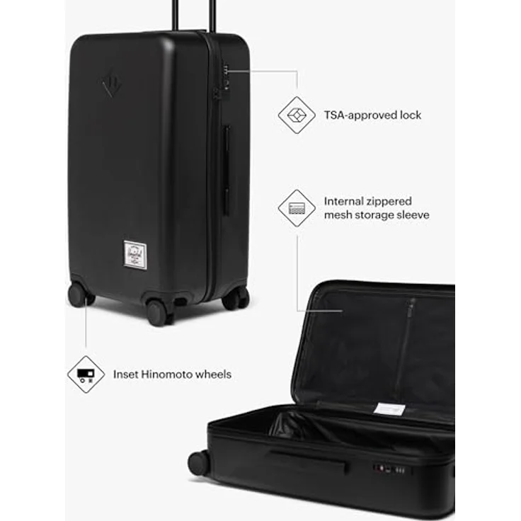 Herschel Heritage Hartschalengepäck, Schwarz, Medium - 27 inch, Nachhaltiges Gepäck mit verstärkten Ecken – Bild 4
