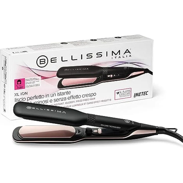 Bellissima XL ION, Haarglätter, breites Glätteisen, Ionisator, konstante Hitze, Keramik- und Keratinbeschichtung, 5 Temperaturen von 150 bis 230°C, Schnellaufheizung, 1.8 m Kabel – Bild 1