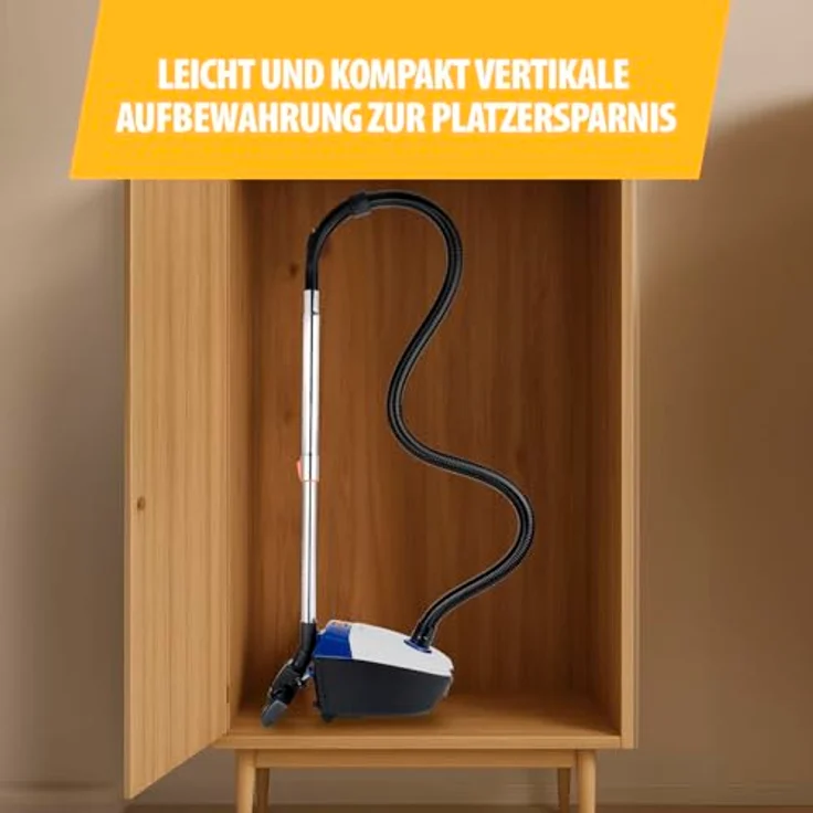 Tristar SZ-2320 Beutelstaubsauger, 1,5 L, 800 W, automatischer Kabeleinzug, Teleskoprohr, Multibürste, 5 m Reichweite – Bild 4