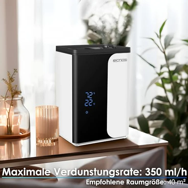 Echos Ultraschall Luftbefeuchter 5 Liter mit WIFI Smart Life App, HEPA Filter, LED-Touch-Display, Warm oder Kaltfunktion – Bild 4
