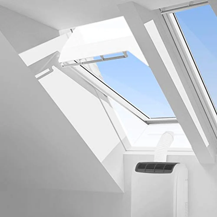 HOOMEE Fensterabdichtung für mobile Klimageräte, Hot Air Stop für Dachfenster bis 310 cm Fensterumfang, 2x150 cm Set mit extra starkem Reißverschluss und Kabelbindern – Bild 2