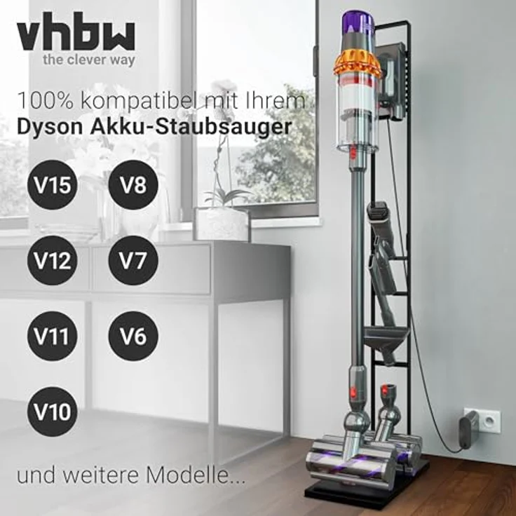 vhbw Staubsaugerhalter Ständer für Philips SpeedPro Max XC8043/01, Dunkelgrau, freistehend, mit Bodenplatte und Gummifüßen, einfache Montage – Bild 2