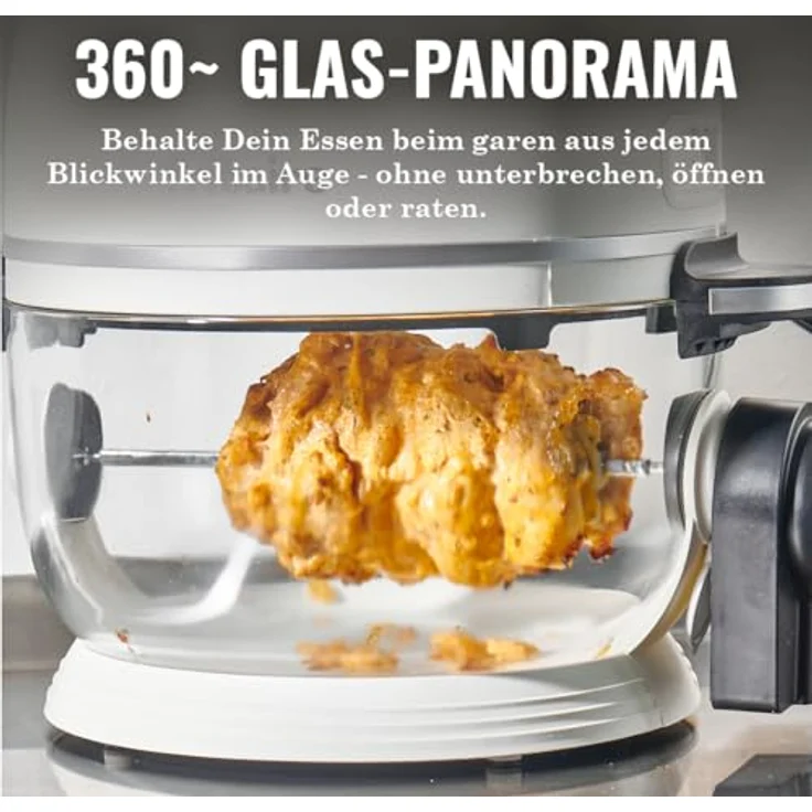Fritaire Carbon8, Heißluftfritteuse mit selbstreinigender Glasschüssel und 6 One-Touch-Kochfunktionen, inklusive Drehspieß und Zubehör – Bild 8