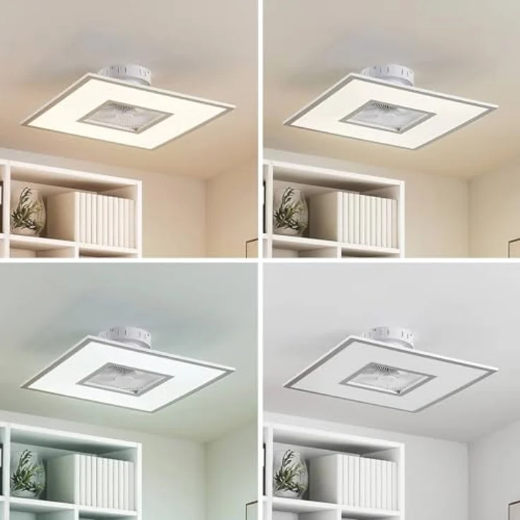 Lindby LED-Deckenventilator Romea, eckig, DC, leise, 60 cm, dimmbar mit CCT-Farbwechsel und Fernbedienung – Bild 4