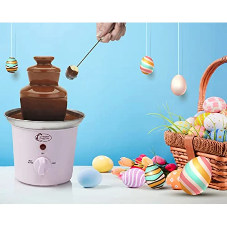 Bestron Schokoladenbrunnen mit 3 Etagen, kleiner Schokobrunnen mit Warmhaltefunktion, 60 Watt, Farbe: Rosa – Bild 2