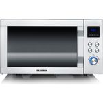SEVERIN MW 7578 Flachbett Mikrowelle, 900W, 25L, Matt-Schwarz/Silber, mit Grill und Ultra-Heißluftfunktion