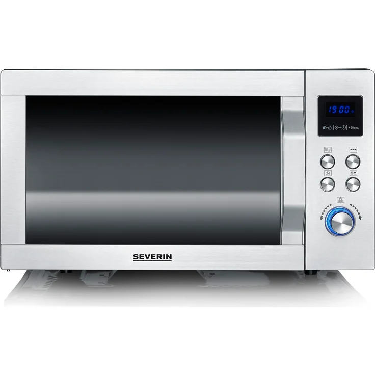 SEVERIN MW 7578 Flachbett Mikrowelle, 900W, 25L, Matt-Schwarz/Silber, mit Grill und Ultra-Heißluftfunktion – Bild 1