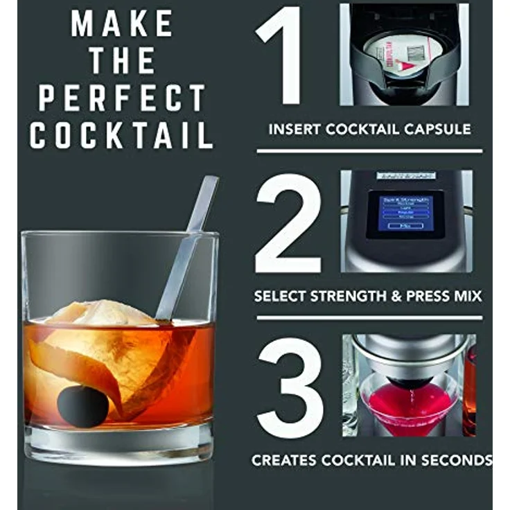 Bartesian Cocktailautomat – Automatische Cocktailzubereitung zu Hause – auf Knopfdruck, Kapselspender für Mixgetränke, Shaker für Margarita, Old Fashioned, Martini, Daiquiri und mehr – Bild 2