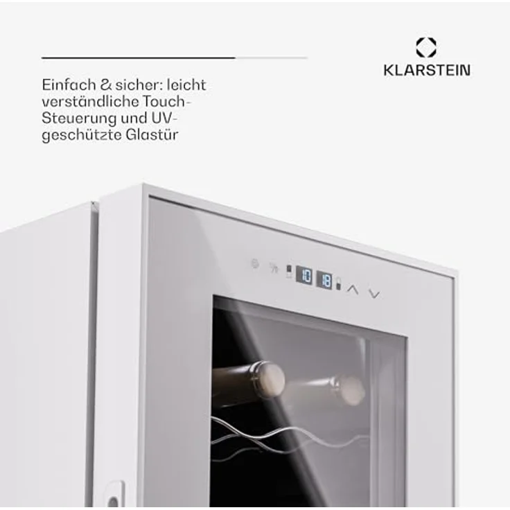 Klarstein Shirley 15 Uno Weinkühlschrank, 15 Flaschen, 5 - 20 °C, Touch-Display, Retro-Design – Bild 5