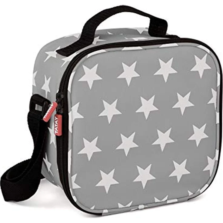 Tatay Kühltasche Klein, 3L Kapazität, 4 Kunststoff Frischaltendosen (2 x 0,5 l, 2 x 0,2 l) BPA frei, Grau mit Sternen. Messen 22,5 x 10 x 22 cm – Bild 3