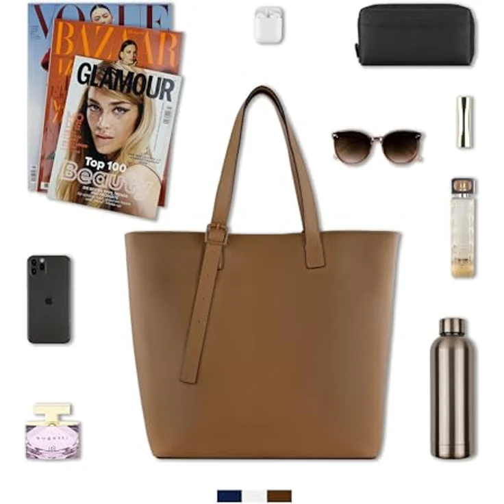 bugatti Zita Shopper Tasche 47 cm, braun, 100% Polyurethan, 47 x 18 x 35 cm – Bild 6