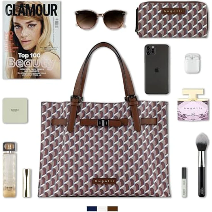 Bugatti Ella Shoulderbag L, elegante Tote Bag aus Kunstleder mit 2 Tragevarianten, braun – Bild 6