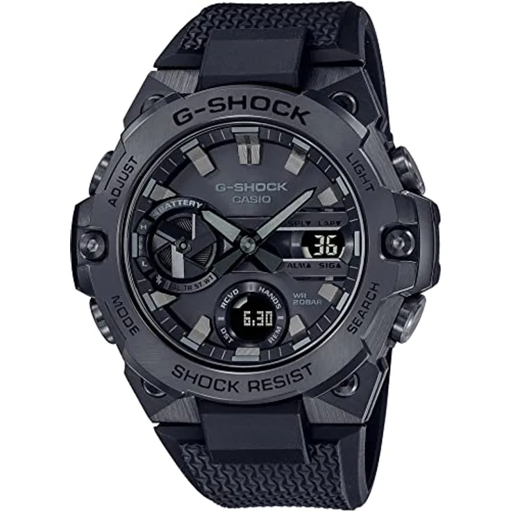 Casio G-Shock G-Steel Herren-Solaruhr Schwarz GST-B400BB-1AER, Solarbetrieben, Stoppuhr, Alarm, schwarz