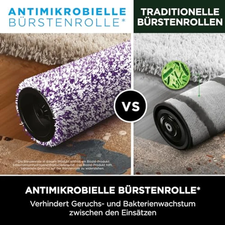 Shark HydroVac Kabelgebundener Hartbodenreiniger, antimikrobieller Bürstenrolle, Mehrzwecklösung geruchsneutralisierend, 7,6m Kabel, selbstreinigender Bodenreiniger, saugt & wischt, Marineblau WD100EU – Bild 5