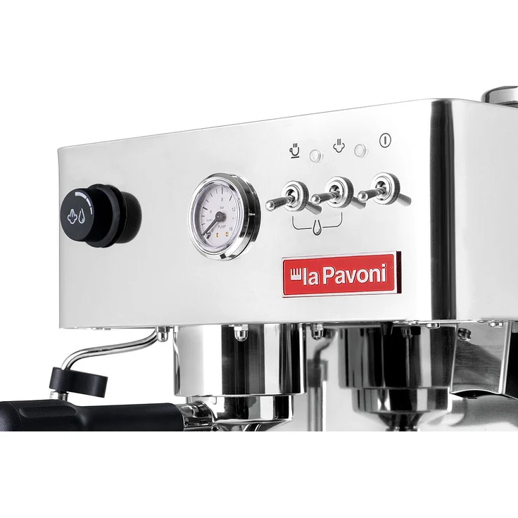 La Pavoni Espressomaschine New Domus Bar, Pumpenmanometer, Temperaturanzeige, einstellbarer Mahlgrad in 7 Stufen, Edelstahl – Bild 4