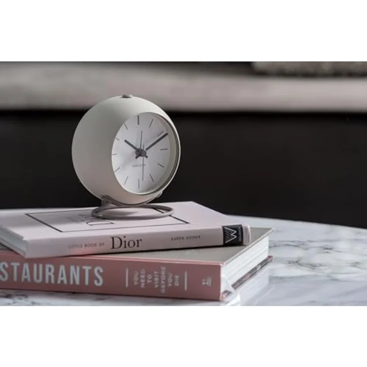 Karlsson Wecker Nirvana Globe, Alarmwecker aus Eisen, grau, Ø 9,5 cm, kompakt und leicht für Schlafzimmer und Büro – Bild 2