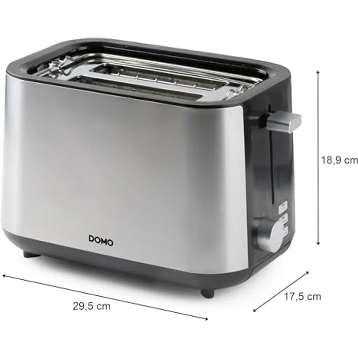 DOMO DO966T Toaster - für 2 Toasts - mit eingebautem Brötchenaufsatz - Edelstahl - 900 W – Bild 4