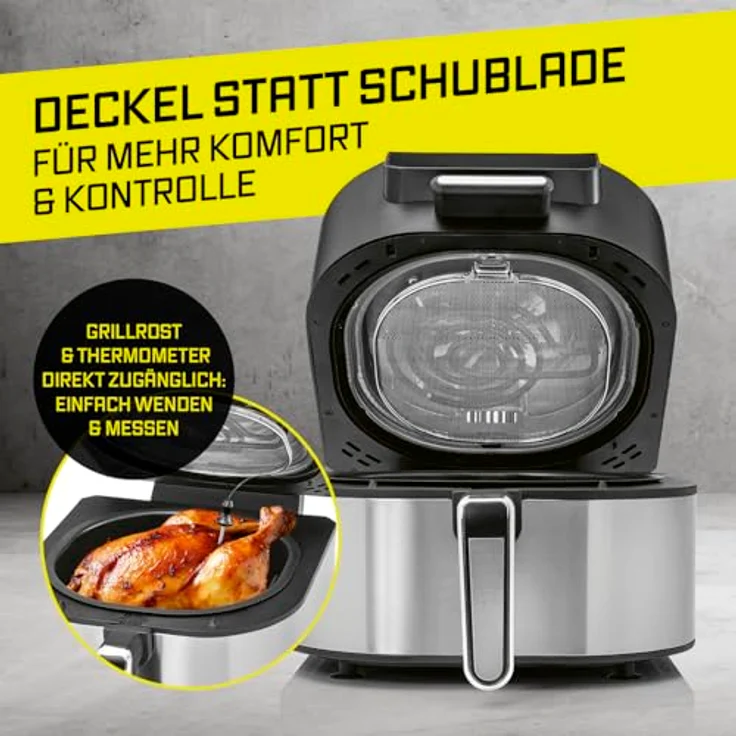 GOURMETmaxx Heißluftfritteuse FryBBQ 5 l, 2-in-1 Heißluftfritteuse und Grill mit integrierten Grillthermometer und fünf Garfunktionen – Bild 6