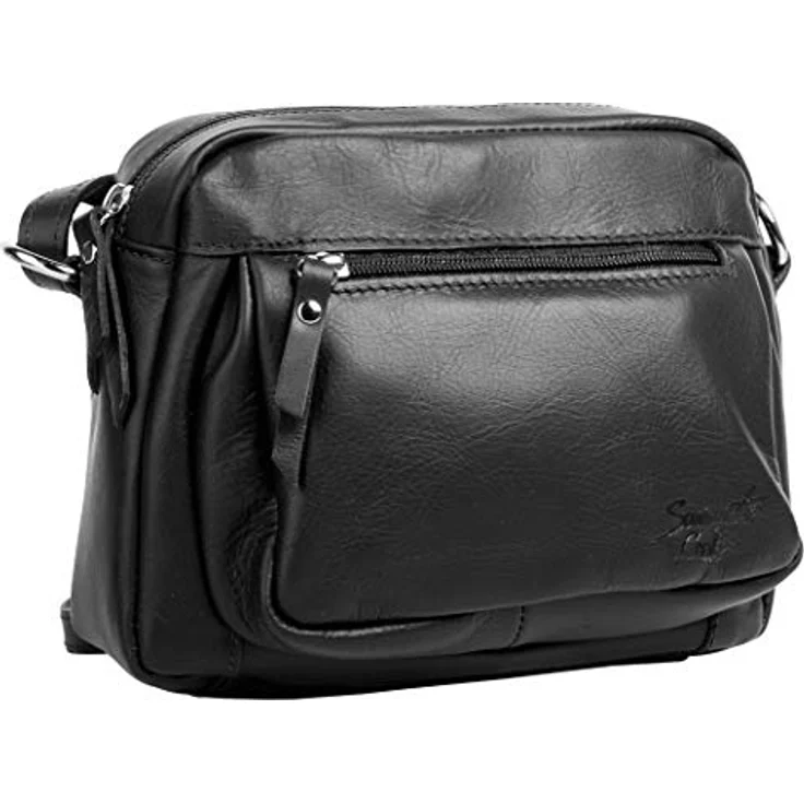 Samantha Look Umhängetasche, echt Leder, made in Italy, Smartphonefach bis 6 Zoll, schwarz – Bild 3