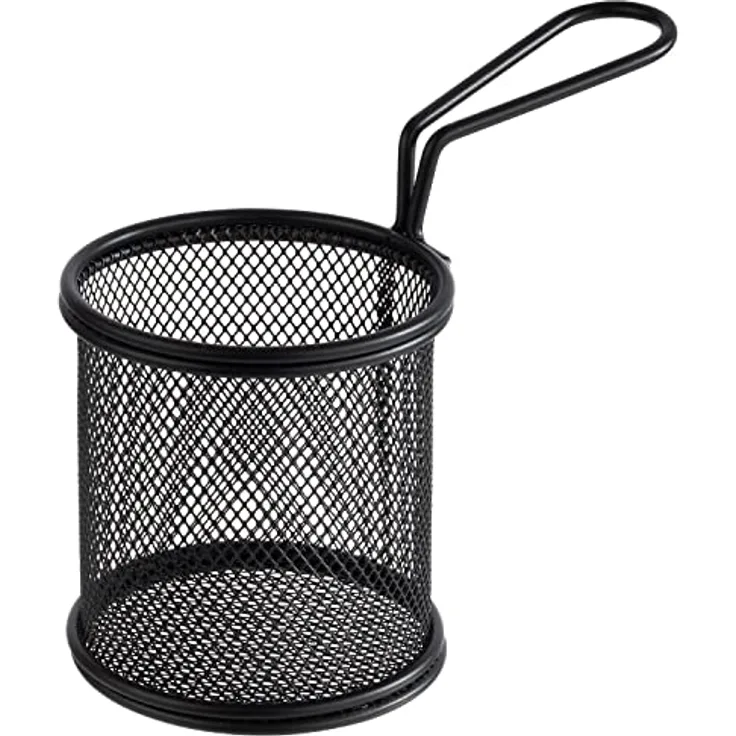 Assheuer + Pott APS 40625 Servier-Frittierkorb SNACKHOLDER, Edelstahl, Ø 9 cm, Höhe 8,5 cm, schwarz